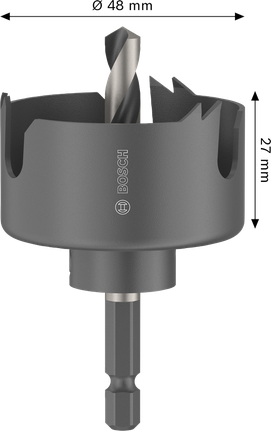 Bosch 48 mm puidu- ja kipsplaadi augusaag koos võlliga.